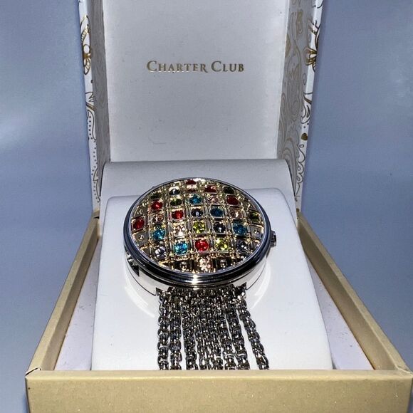 Charter Club Multicolor Rhinestone Cover Silver-Tone Multi-Chain Bracelet Watch - Picture 5 of 7